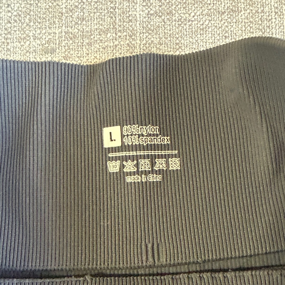 Ribbed High-Waist Bike Shorts Trio - Black, Gray, Light Blue - Picture 5 of 5